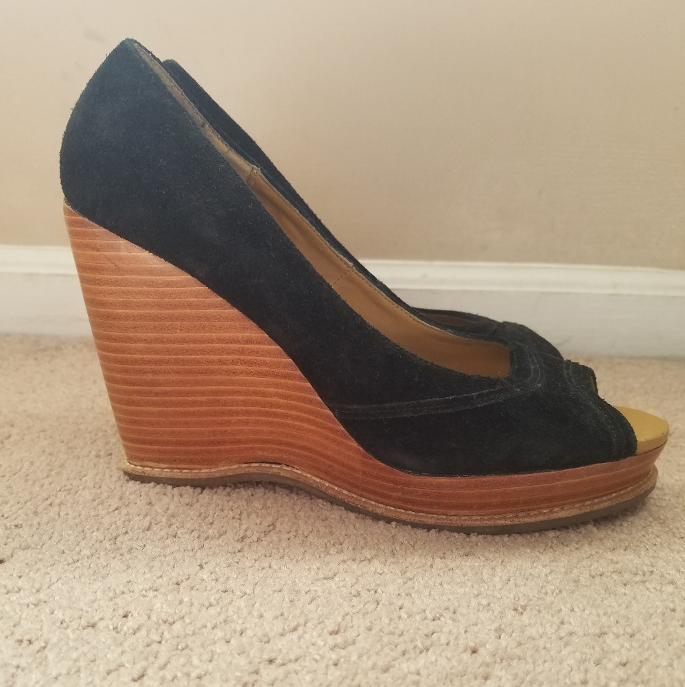 Steve Madden Black Suede Wedges Size 8